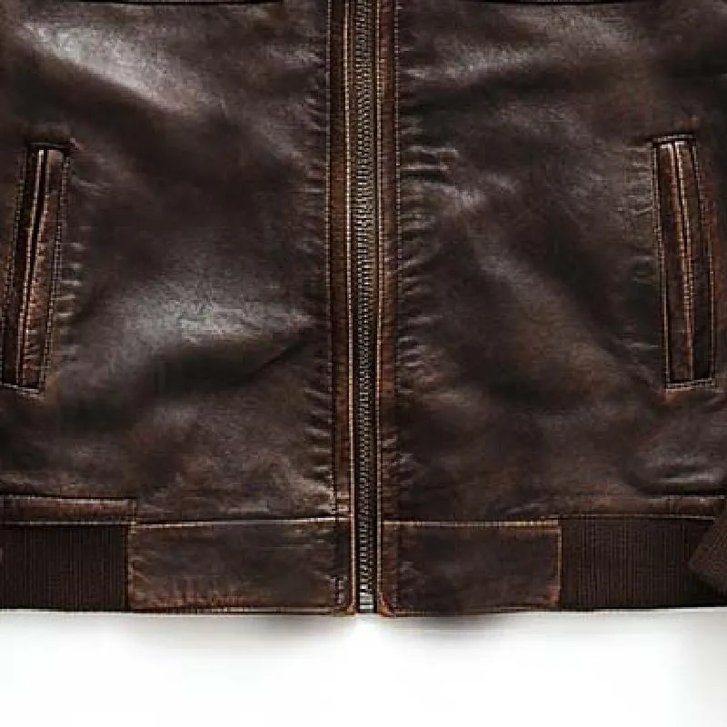 Men's Classic Casual Multi-Pocket Stand Collar Leather Jacket 35294700K sold by Manly product image thumbnail 4