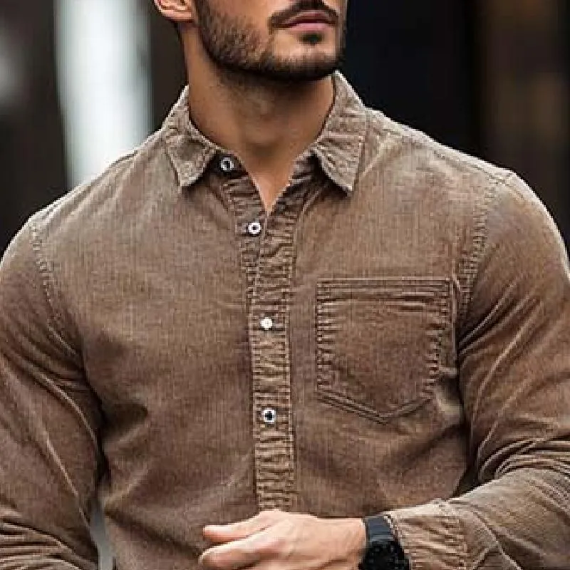 Men's Classic Casual Pocket Corduroy Long Sleeve Shirt 10485273K sold by Manly product image thumbnail 3