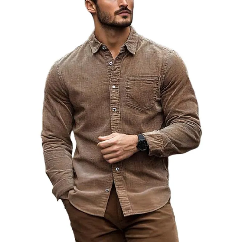 Men's Classic Casual Pocket Corduroy Long Sleeve Shirt 10485273K sold by Manly