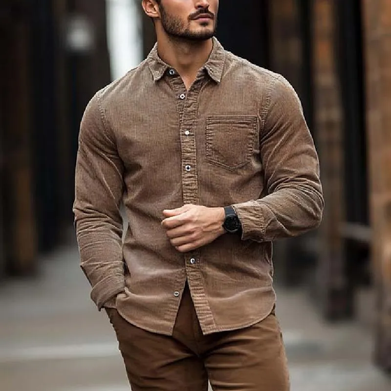 Men's Classic Casual Pocket Corduroy Long Sleeve Shirt 10485273K sold by Manly product image thumbnail 2