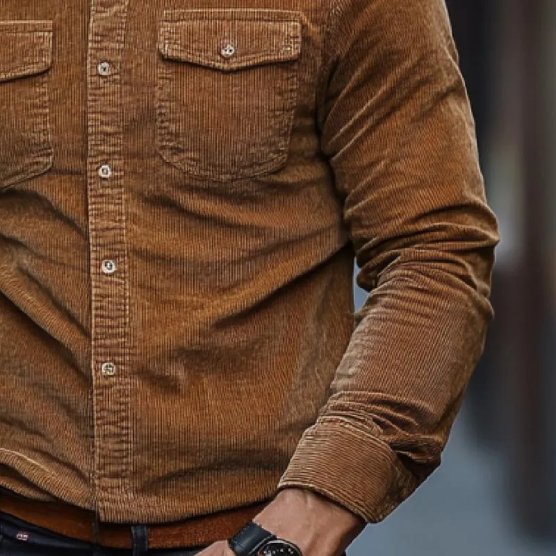 Men's Classic Casual Multi-Pocket Corduroy Long Sleeve Shirt 46029792K sold by Manly product image thumbnail 4