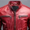Men's Classic Vintage Slim Stand Collar Leather Jacket 03607885K sold by Manly