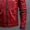 Men's Classic Vintage Slim Stand Collar Leather Jacket 03607885K sold by Manly