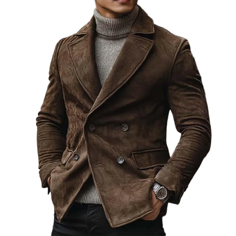 Men's Classic Vintage Double Breasted Slim Suede Blazer 16782182K sold by Manly