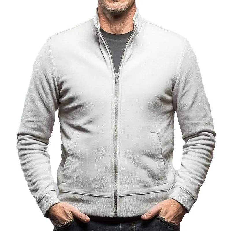 Men's Solid Color Casual Zipper Stand Collar Jacket 35711995X sold by Manly
