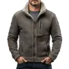 Men's Rest Stand Collar Polar Fleece Patchwork Zipper Jacket 77057197X sold by Manly