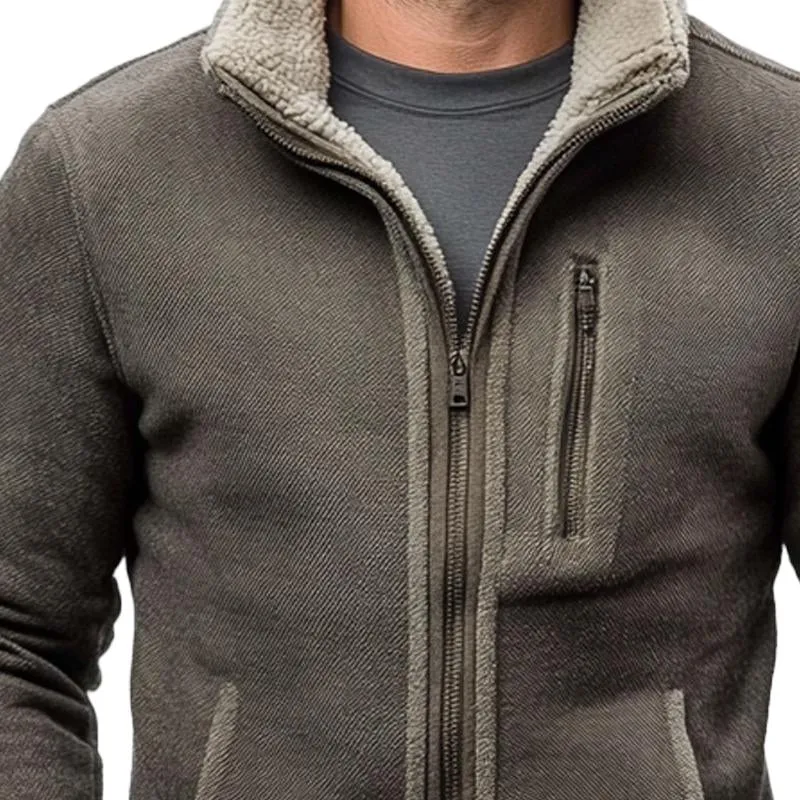 Men's Rest Stand Collar Polar Fleece Patchwork Zipper Jacket 77057197X sold by Manly product image thumbnail 3