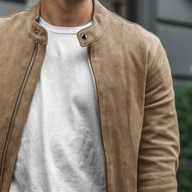 Men's Vintage Suede Stand Collar Zip-Up Jacket 43244719X sold by Manly product image thumbnail 3