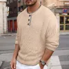 Men's Casual Contrast Trim Henley Neck Sweater 85407081Y sold by Manly