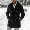 Men's Vintage Wool Plush Collar Double Breasted Mid-length Coat 61310598Y sold by Manly