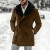 Men's Vintage Wool Plush Collar Double Breasted Mid-length Coat 61310598Y sold by Manly