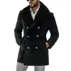 Men's Vintage Wool Plush Collar Double Breasted Mid-length Coat 61310598Y sold by Manly