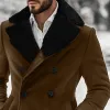 Men's Vintage Wool Plush Collar Double Breasted Mid-length Coat 61310598Y sold by Manly
