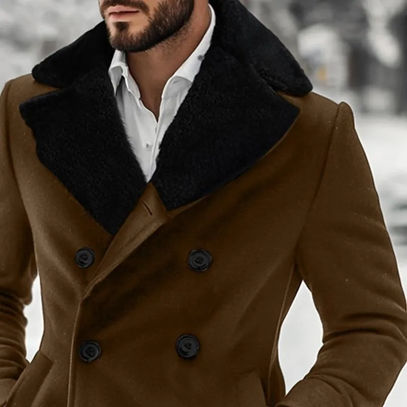 Men's Vintage Wool Plush Collar Double Breasted Mid-length Coat 61310598Y sold by Manly product image thumbnail 4