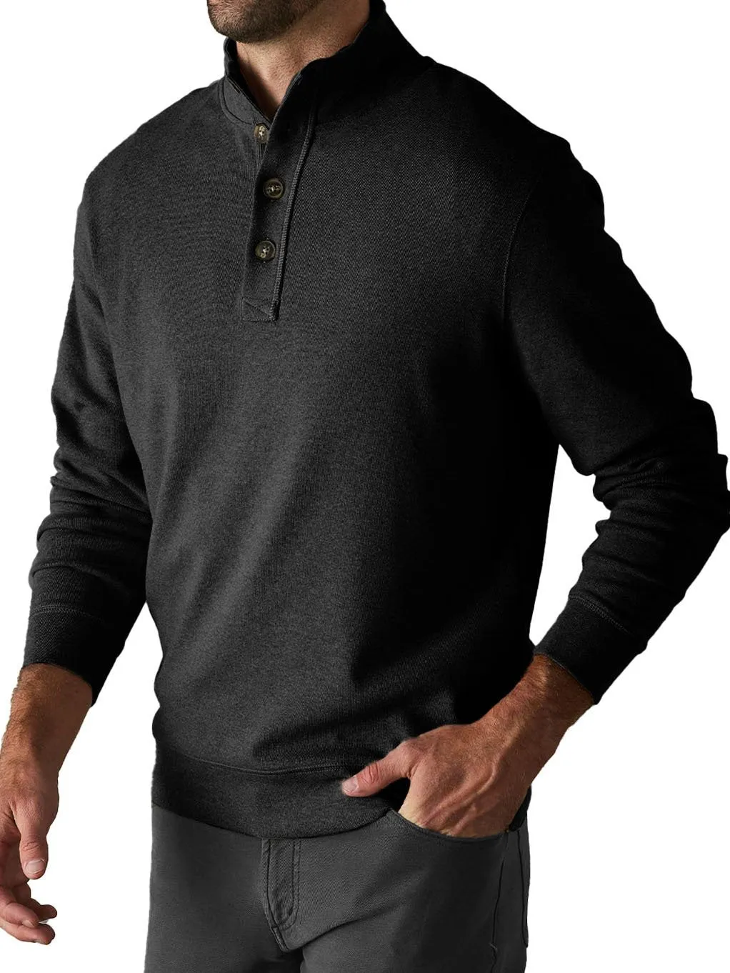 Men's Casual Solid Color Button Turtleneck Long Sleeve Sweatshirt 45488139Y sold by Manly product image thumbnail 3