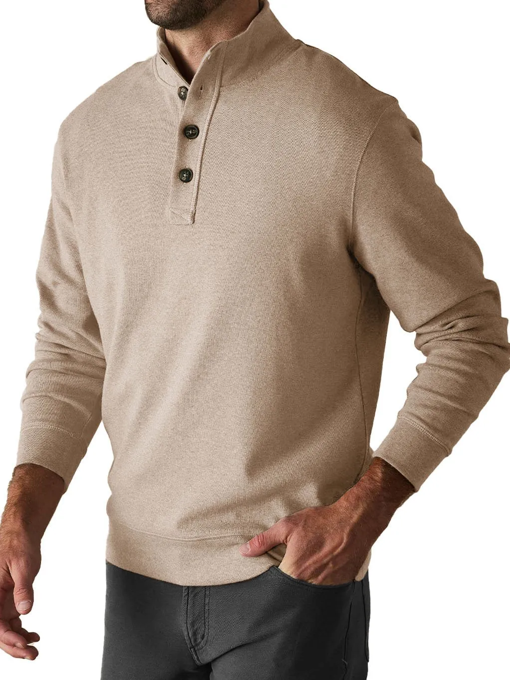Men's Casual Solid Color Button Turtleneck Long Sleeve Sweatshirt 45488139Y sold by Manly product image thumbnail 5