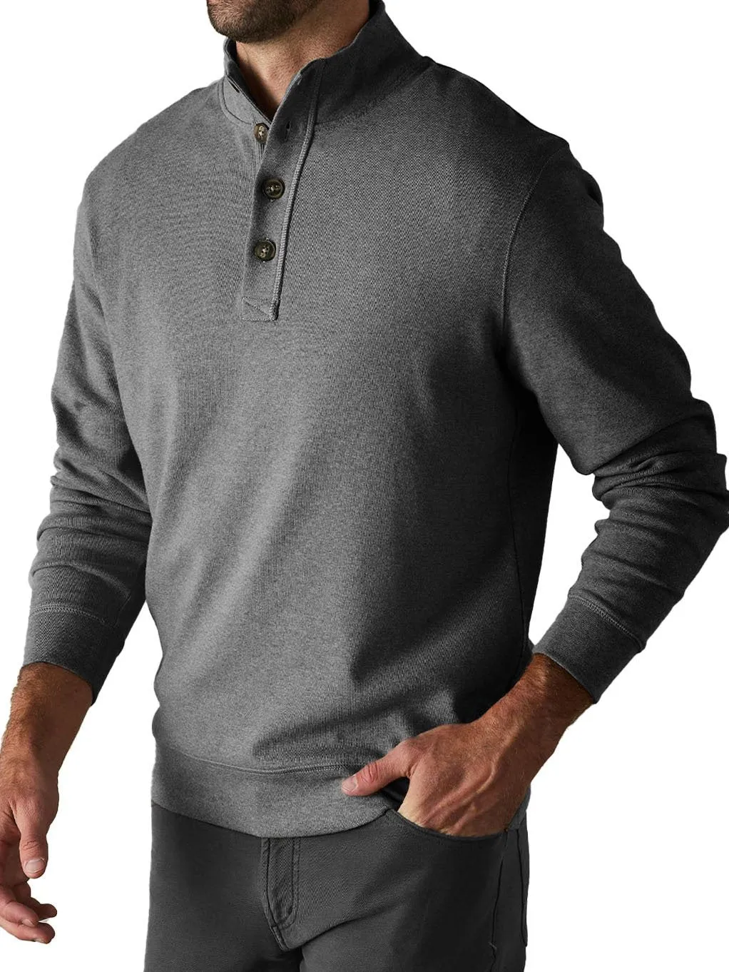Men's Casual Solid Color Button Turtleneck Long Sleeve Sweatshirt 45488139Y sold by Manly product image thumbnail 4