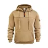 Men's Casual Solid Color Multi-Pocket Half-Zip Hooded Long Sleeve Sweatshirt 12108131Y sold by Manly