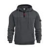 Men's Casual Solid Color Multi-Pocket Half-Zip Hooded Long Sleeve Sweatshirt 12108131Y sold by Manly