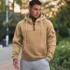 Men's Casual Solid Color Multi-Pocket Half-Zip Hooded Long Sleeve Sweatshirt 12108131Y sold by Manly