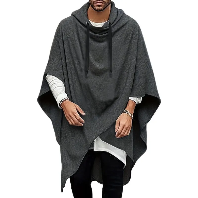 Men's Solid Color Loose Hooded Long Sleeve Knit Cape 93731297Z sold by Manly