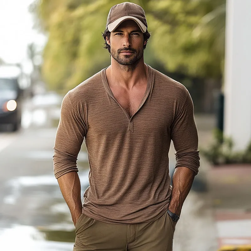 Men's Casual V Neck Slim Fit Long Sleeve T-Shirt 96243508Y sold by Manly product image thumbnail 3