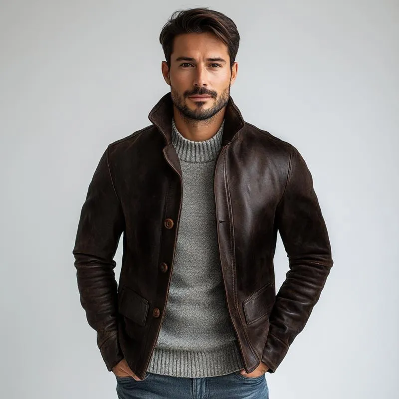 Men's Vintage Fashion Single-breasted Leather Jacket 17819888Y sold by Manly product image thumbnail 3
