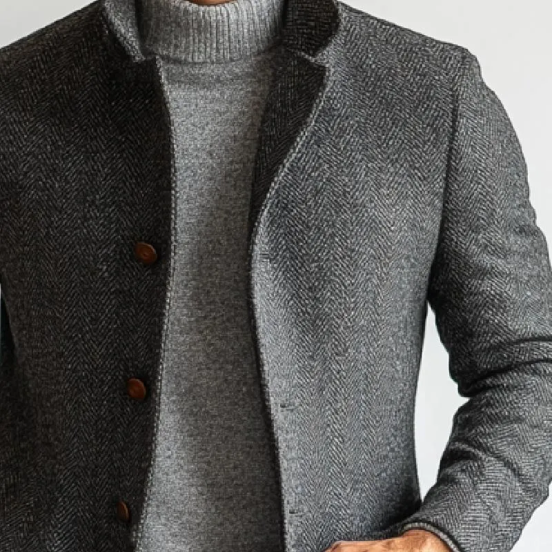 Men's Retro Herringbone Woolen Single-Breasted Mid-Length Coat 25755149Y sold by Manly product image thumbnail 2