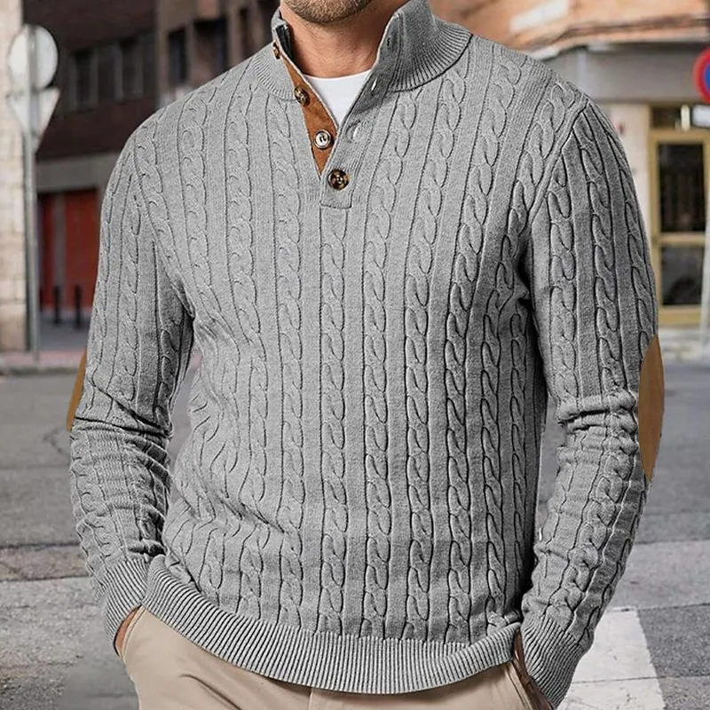 Men's Solid Cable Knit Half High Collar Long Sleeve Knit Sweater 99974351Z sold by Manly product image thumbnail 2