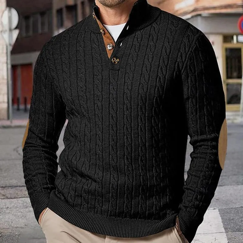 Men's Solid Cable Knit Half High Collar Long Sleeve Knit Sweater 99974351Z sold by Manly product image thumbnail 3