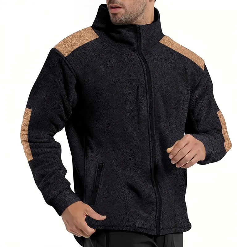 Men's Colorblock Polar Fleece Lapel Long Sleeve Zipper Outdoor Jacket 13105991Z sold by Manly product image thumbnail 5