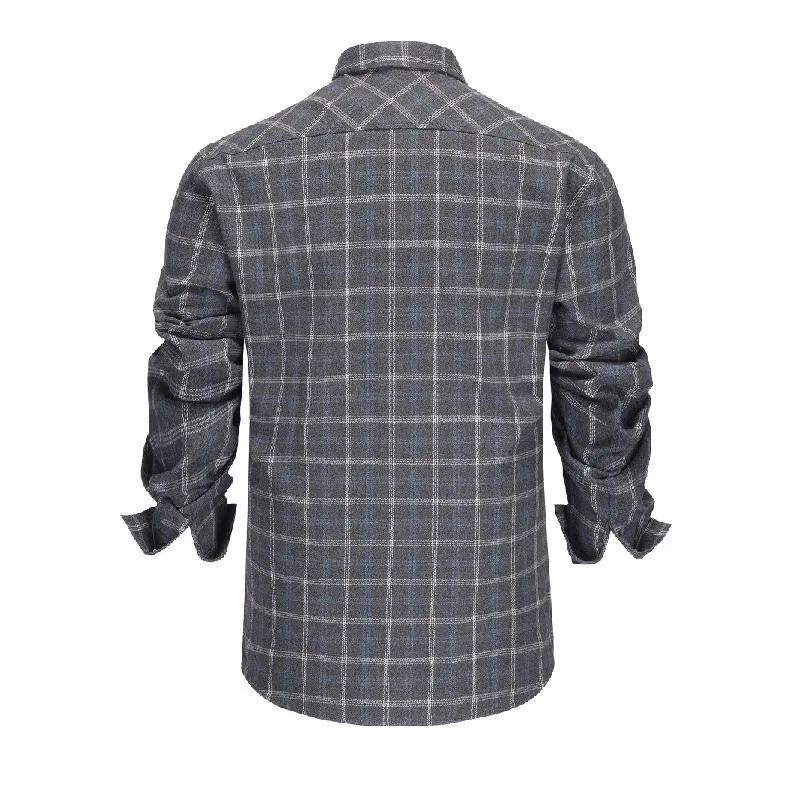 Men's Retro Casual Plaid Lapel Long Sleeve Shirt 10054564TO sold by Manly product image thumbnail 3
