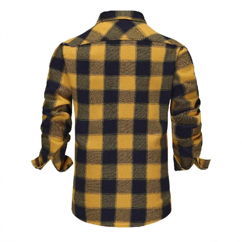 Men's Retro Casual Plaid Lapel Long Sleeve Shirt 71013471TO sold by Manly product image thumbnail 3