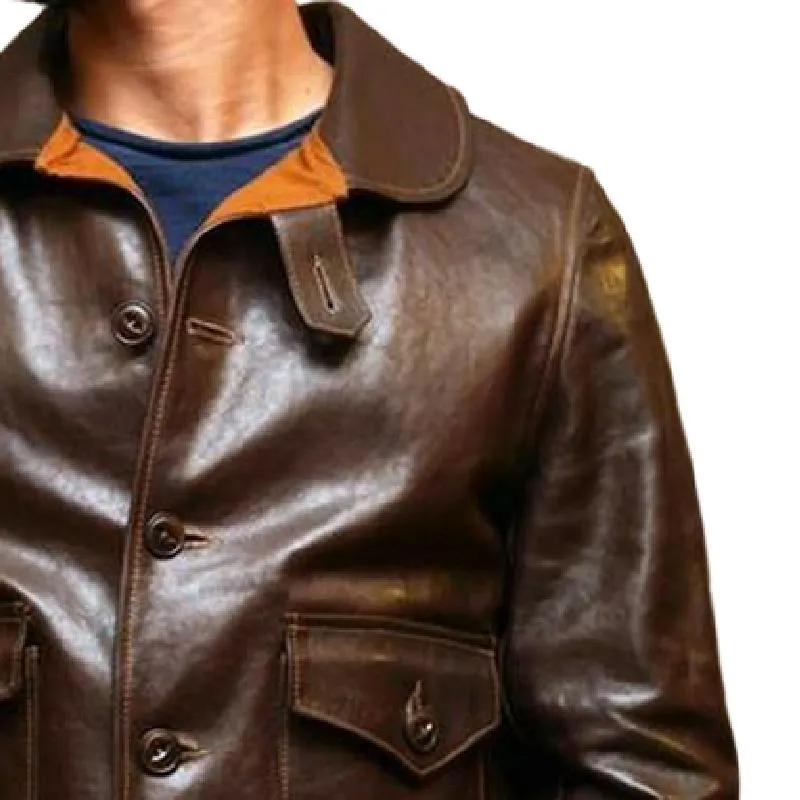 Men's Classic Lapel Shiny Leather Jacket 79561353F sold by Manly product image thumbnail 4