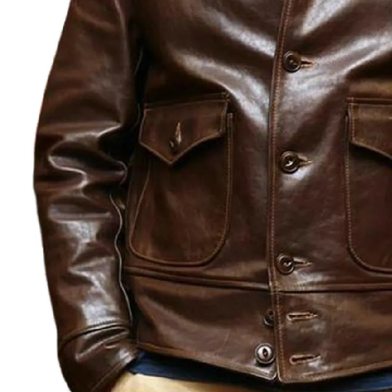 Men's Classic Lapel Shiny Leather Jacket 79561353F sold by Manly product image thumbnail 3