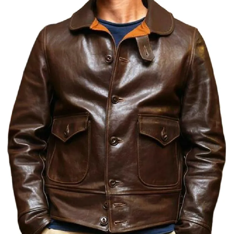 Men's Classic Lapel Shiny Leather Jacket 79561353F sold by Manly product image thumbnail 2