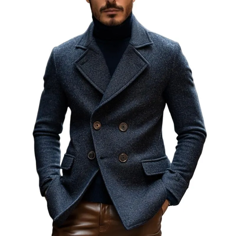 Men's Vintage Wool Blend Notch Lapel Double Breasted Slim Blazer 78712418M sold by Manly