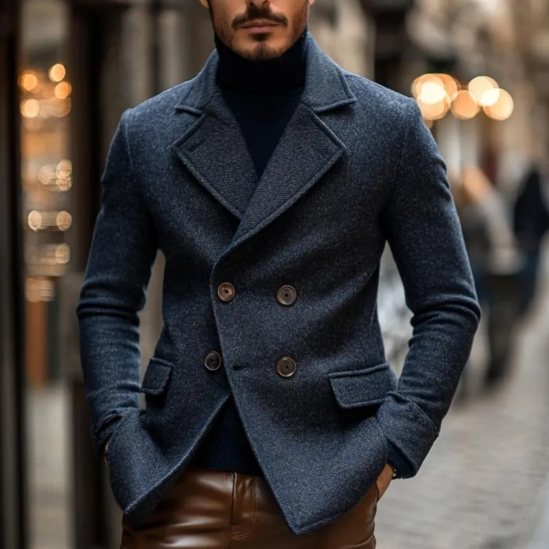 Men's Vintage Wool Blend Notch Lapel Double Breasted Slim Blazer 78712418M sold by Manly product image thumbnail 2