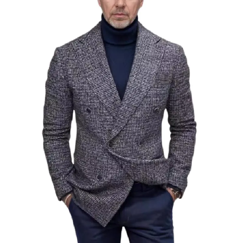 Men's Classic Vintage Double Breasted Check Blazer 10085887K sold by Manly