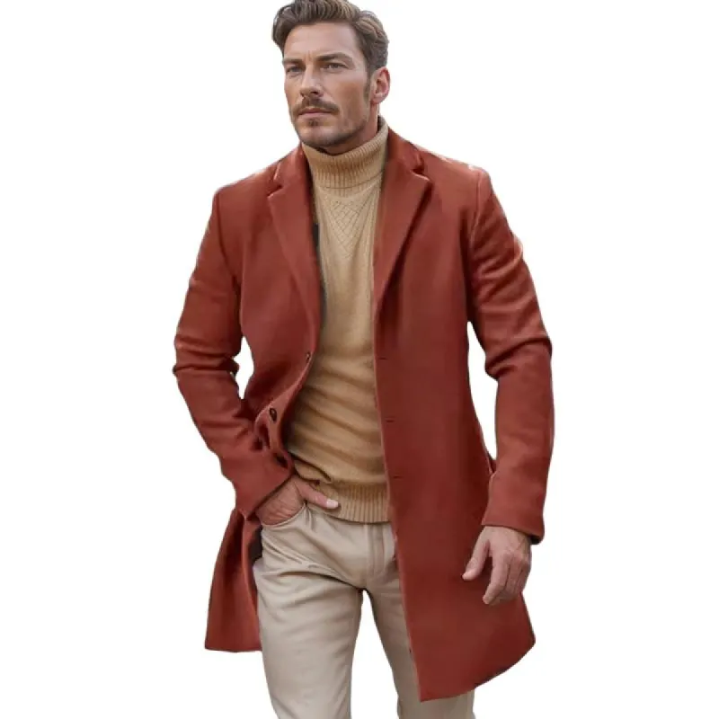 Men's Classic British Style Thickened Woolen Thigh-Length Coat 99057664K sold by Manly