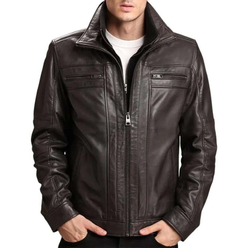 Men's Vintage Coffee Zipper Jacket 27368286U sold by Manly