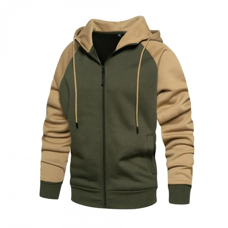 Men's Casual Contrast Hooded Loose Zip-Up Sports Jacket 52355387M sold by Manly product image thumbnail 4