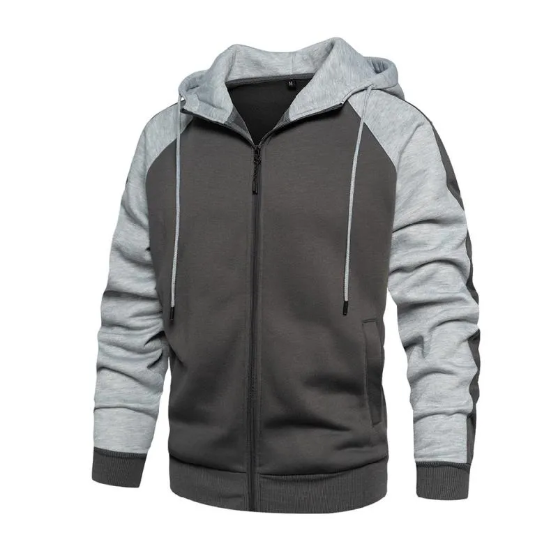 Men's Casual Contrast Hooded Loose Zip-Up Sports Jacket 52355387M sold by Manly product image thumbnail 3