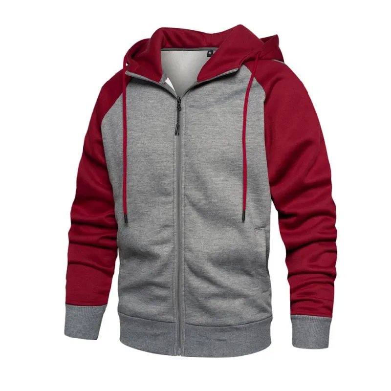 Men's Casual Contrast Hooded Loose Zip-Up Sports Jacket 52355387M sold by Manly product image thumbnail 5