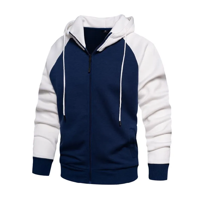 Men's Casual Contrast Hooded Loose Zip-Up Sports Jacket 52355387M sold by Manly product image thumbnail 2