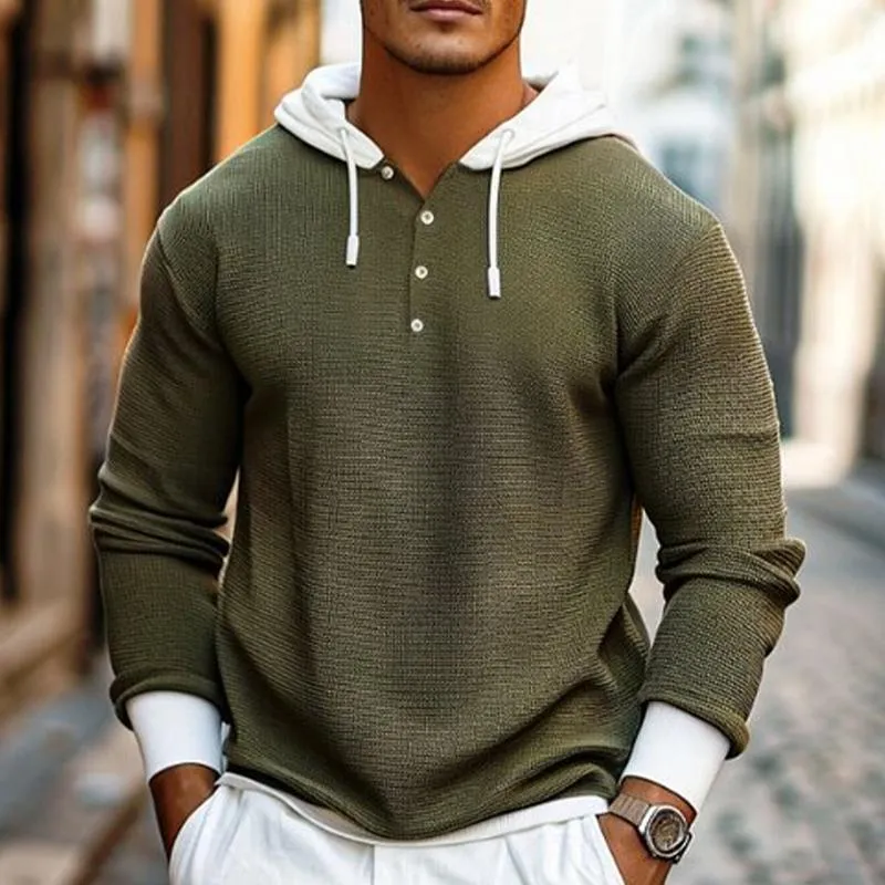 Men's Casual Contrast Waffle Hoodie 43937543X sold by Manly product image thumbnail 3
