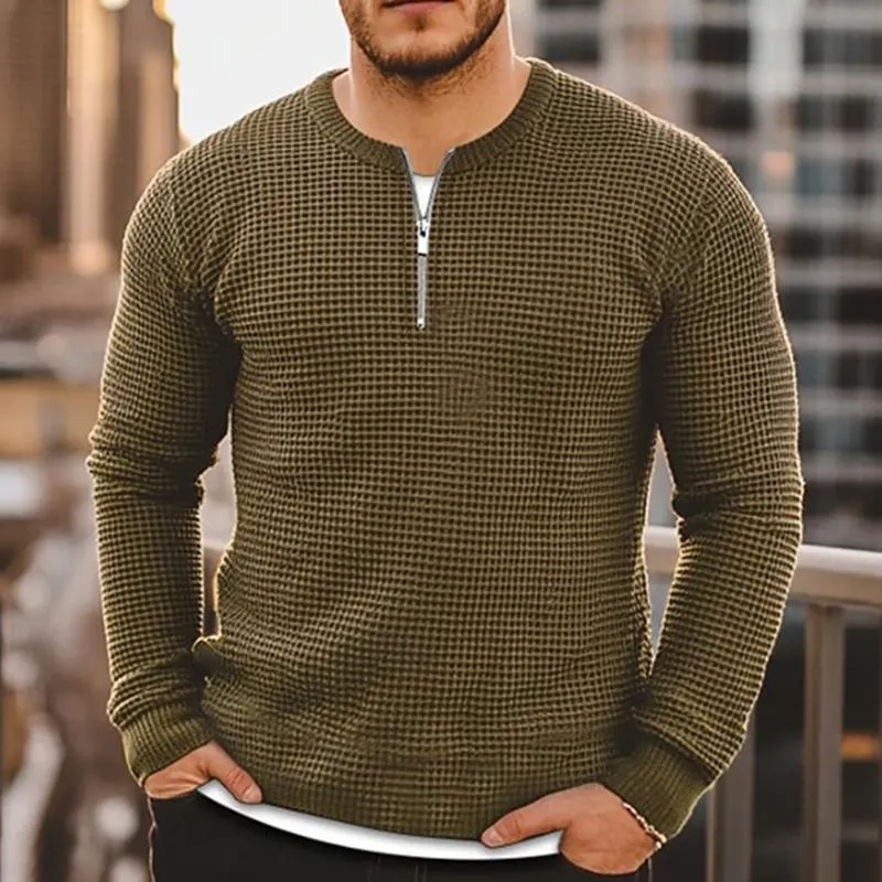 Men's Vintage Waffle Crew Neck Half Zip Sweatshirt 90504147X sold by Manly product image thumbnail 3