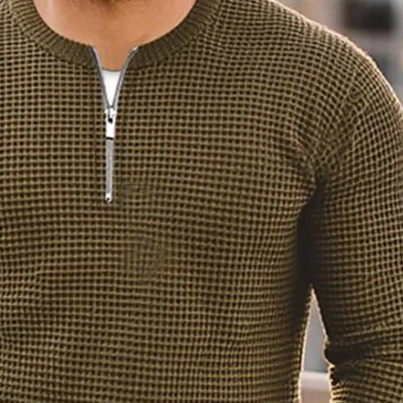 Men's Vintage Waffle Crew Neck Half Zip Sweatshirt 90504147X sold by Manly product image thumbnail 2