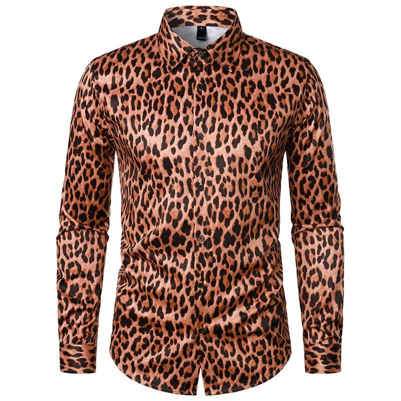 Men's Leopard Lapel Long Sleeve Casual Shirt 90718127Z sold by Manly product image thumbnail 3