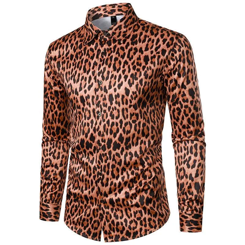 Men's Leopard Lapel Long Sleeve Casual Shirt 90718127Z sold by Manly product image thumbnail 4